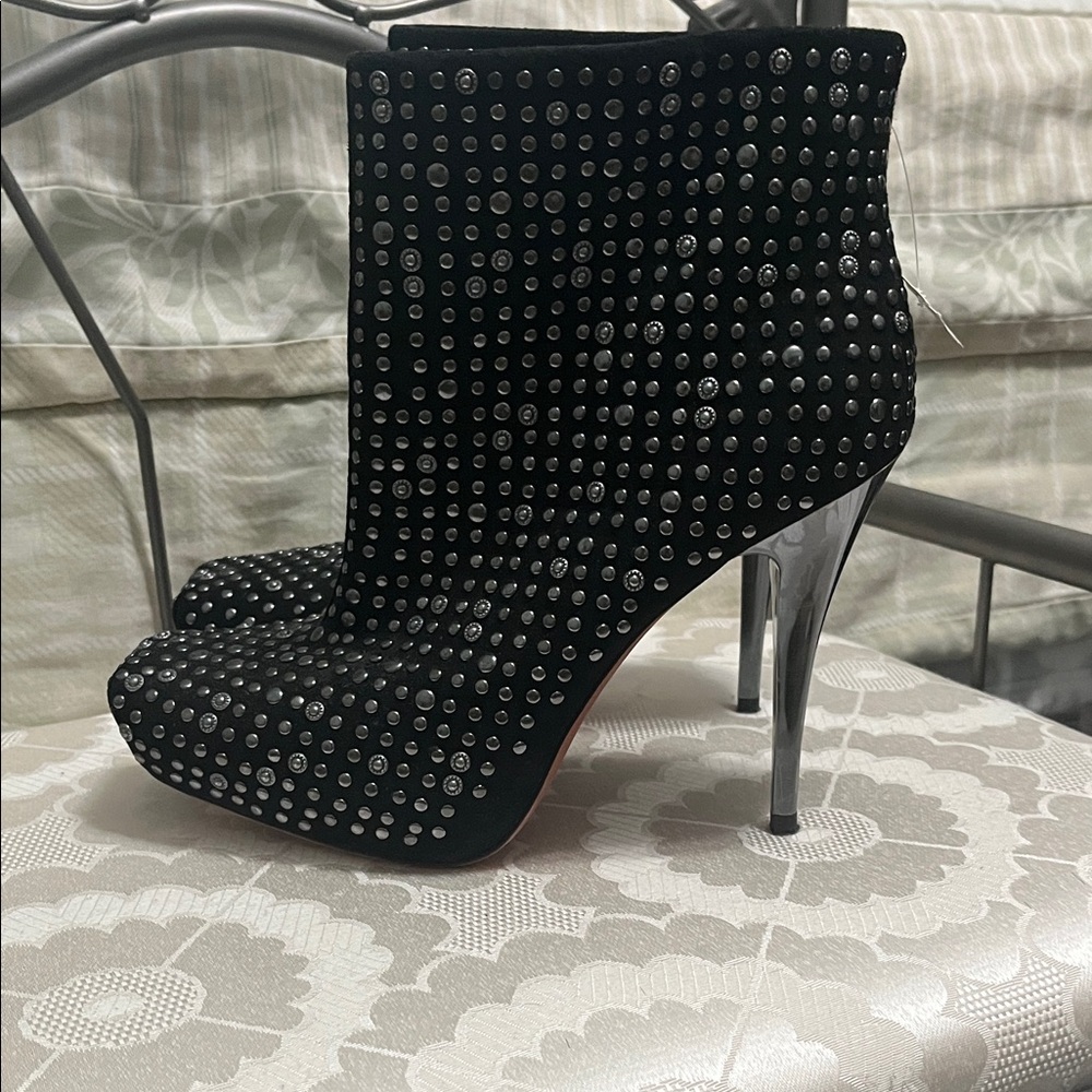 Luxury Rebel Black Studded Ankle Boots Size 7.5